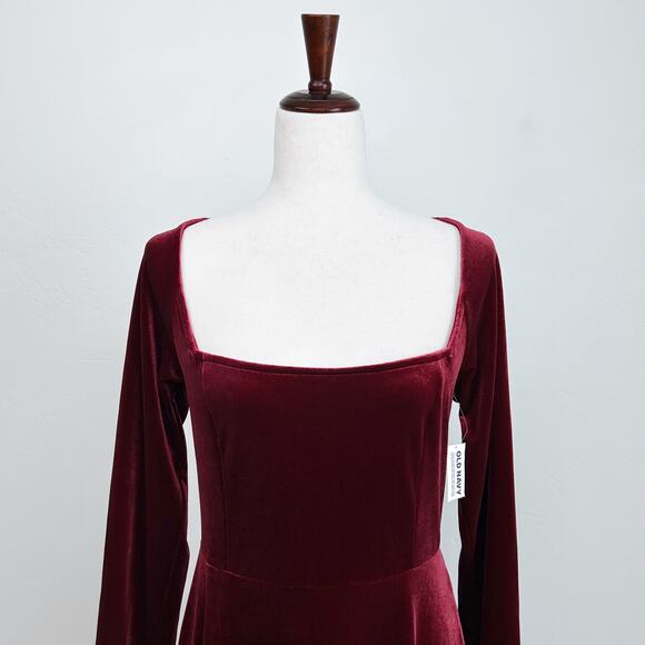 Old Navy Scarlet Velvet Square Neckline Juliet Mini Dress NWT - Picture 5 of 10